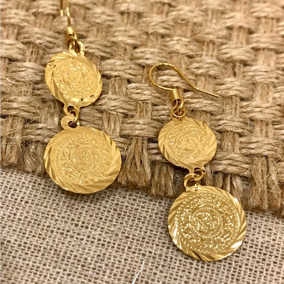 Lira Earrings, Coin Earrings, Dangle and dangle earrings, Middle East Jewelry - Picture 1 of 8
